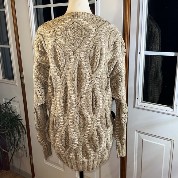 Gant Hand Knit Brown and Cream Open Cable Pattern - Picture 2 of 9